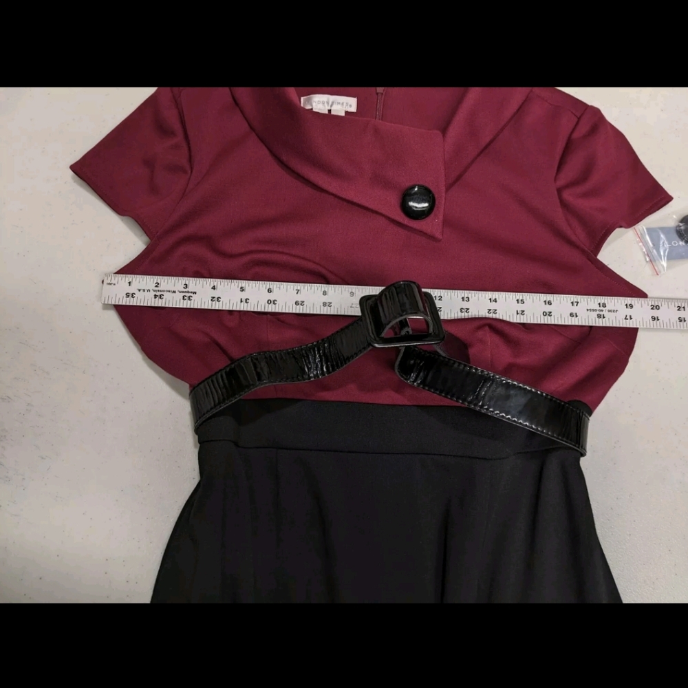 NWT London Times Collared Sheath Dress 15 Color Block Burgundy Corpcore Elegant - Picture 10 of 13